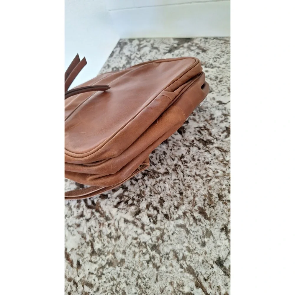 Tommy Bahama Brown Leather Mini Backpack Convertible Sling Bag RN 75343
